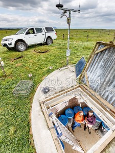 Deep drainage lysimeter facility to research nitrogen leaching established by Taupo Beef and Landcare Research. Dr Malcolm McLeod and Mike Barton taking samples, Tihoi, Western Lake Taupo, Taupo (54102QF00)